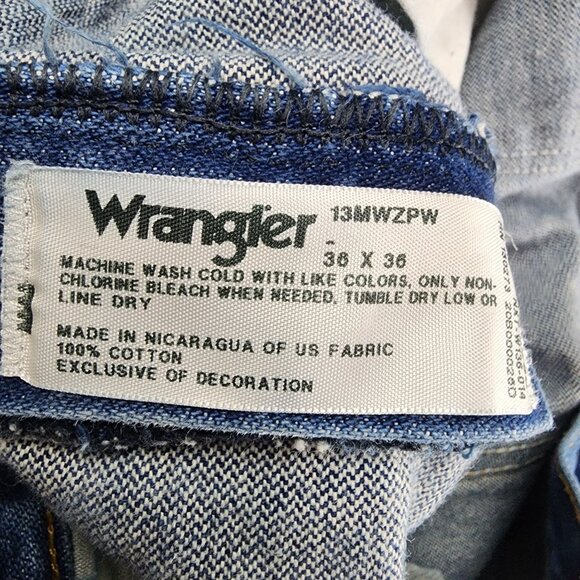 Wrangler Jeans Mens 36x36 Blue Cotton Mid Rise Bootcut *GUC* - Picture 10 of 11